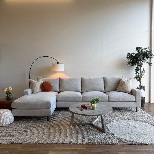 Interior Define Sloan 4-Seat Chaise Sectional in Cement Performance Chenille