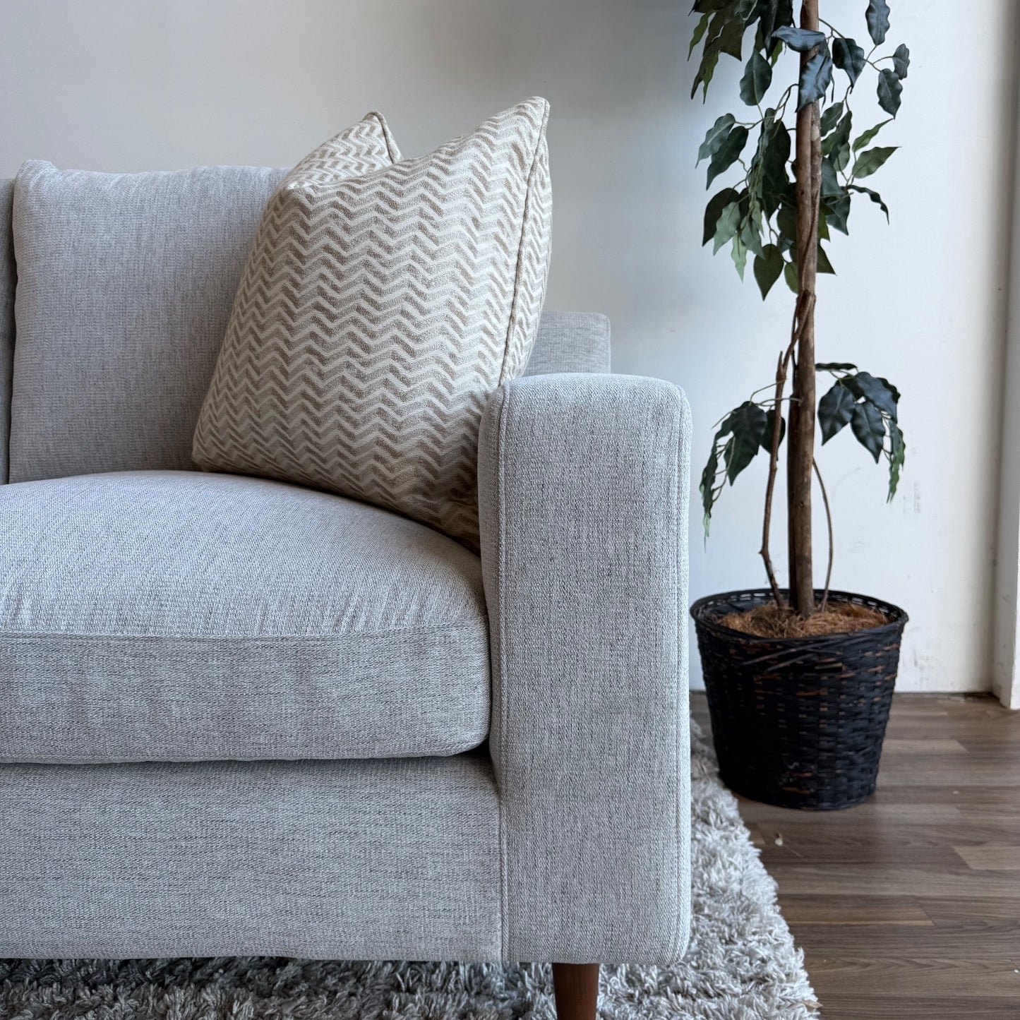 Interior Define Sloan 4-Seat Chaise Sectional in Cement Performance Chenille