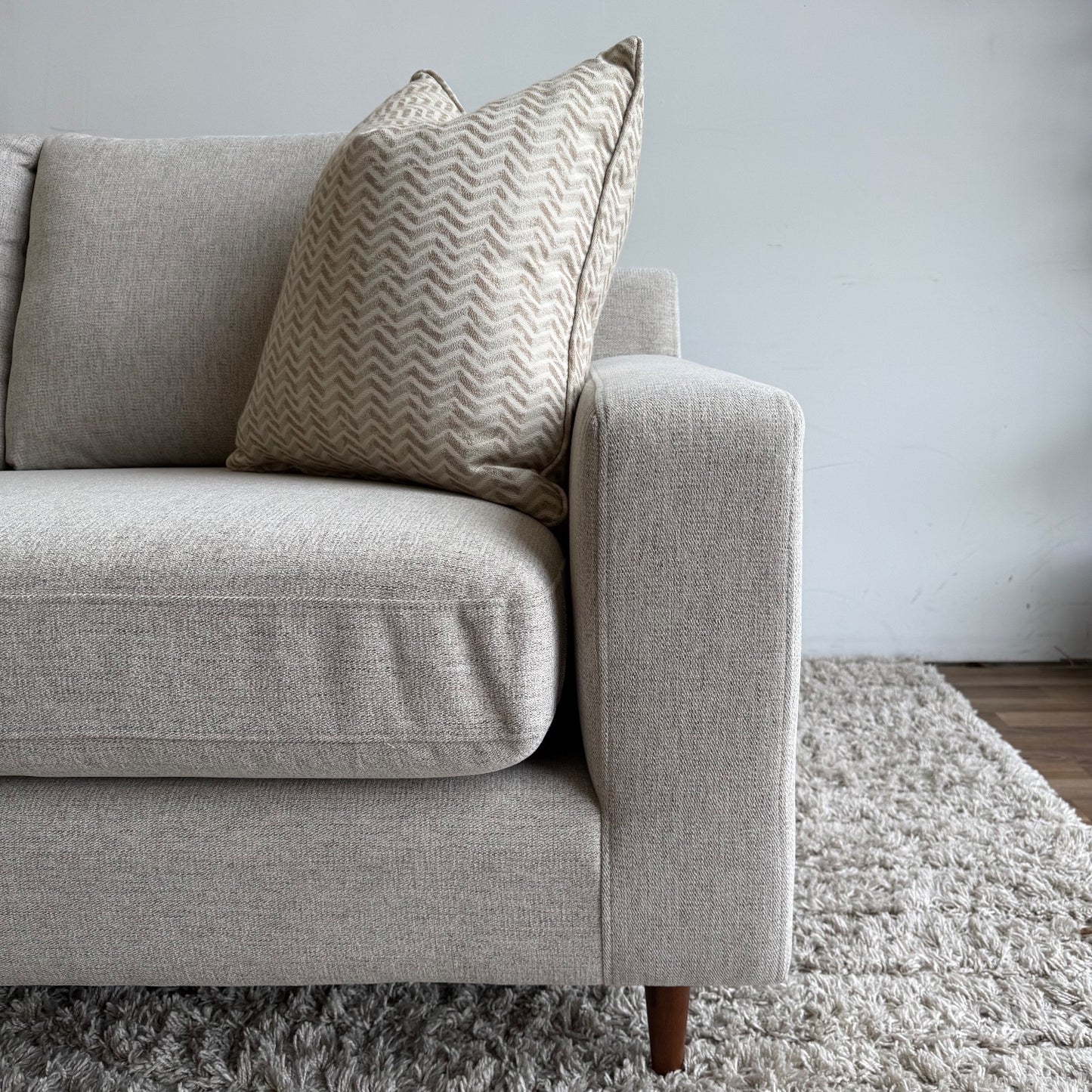 Interior Define Sloan Chaise Sectional in Limestone Performance Chenille