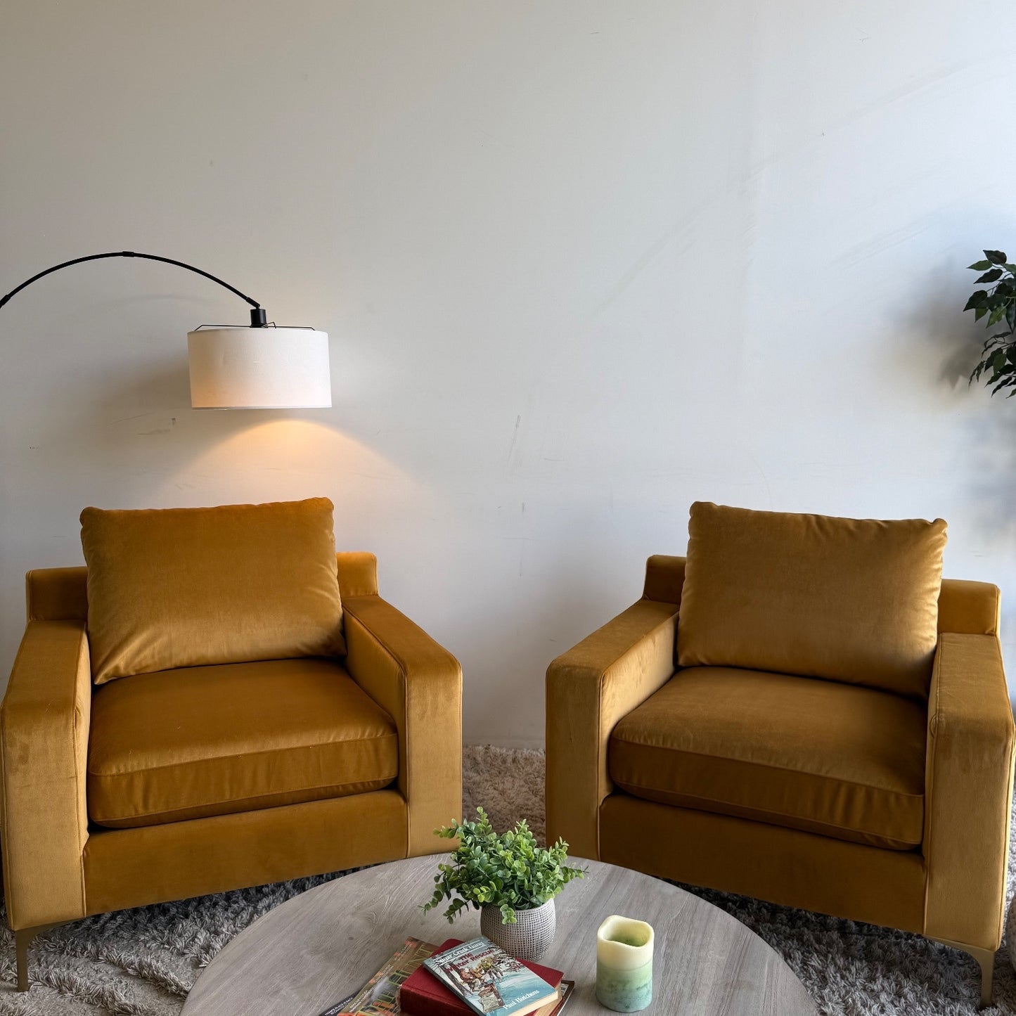 Interior Define Sloan Matching Set Of Accent Chairs in Marigold Performance Velvet