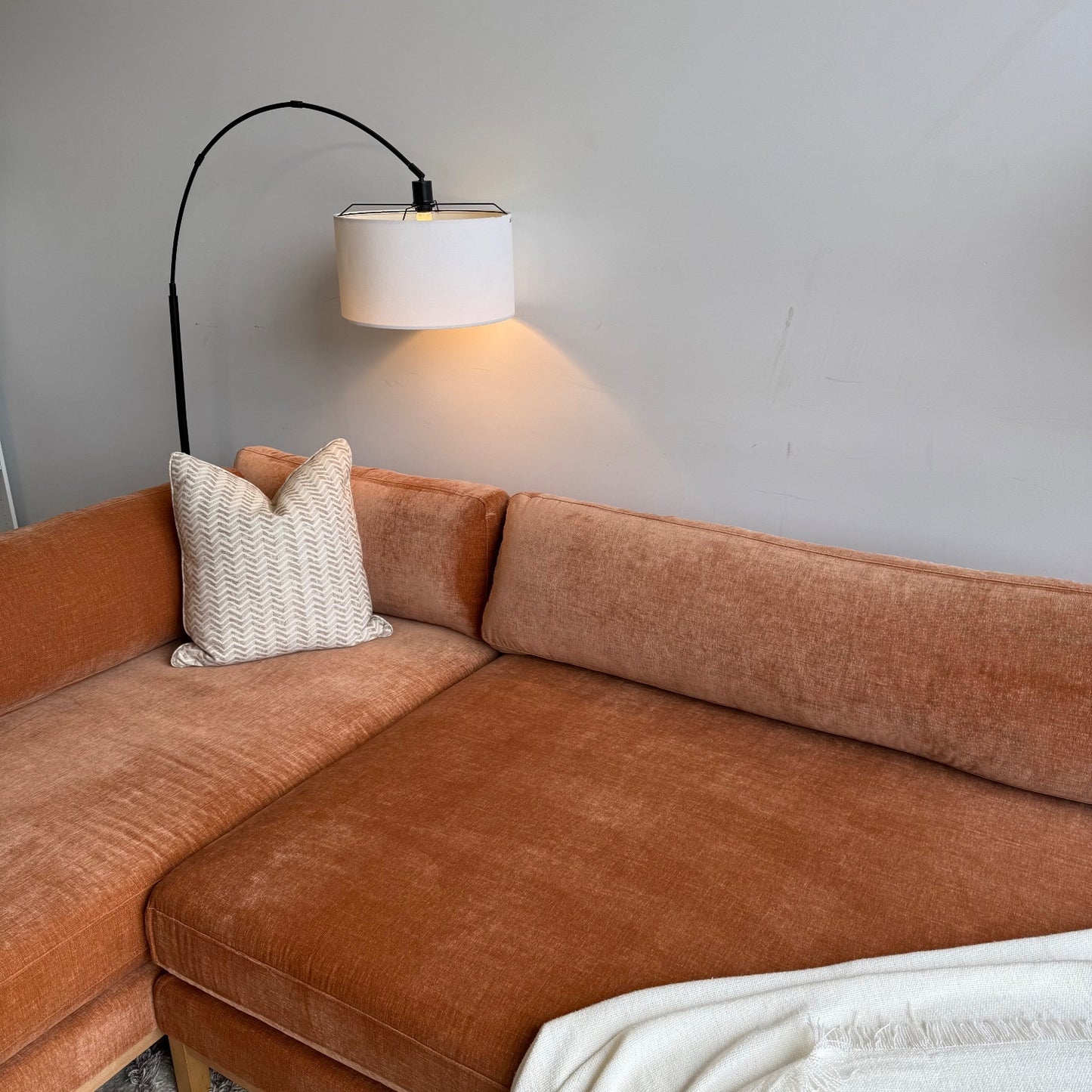 Interior Define Jasper Chaise 2-piece Sectional in Auburn Performance Vintage Velvet