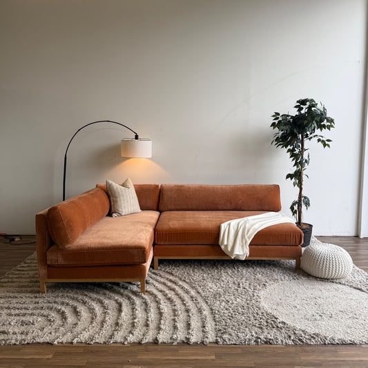 Interior Define Jasper Chaise 2-piece Sectional in Auburn Performance Vintage Velvet