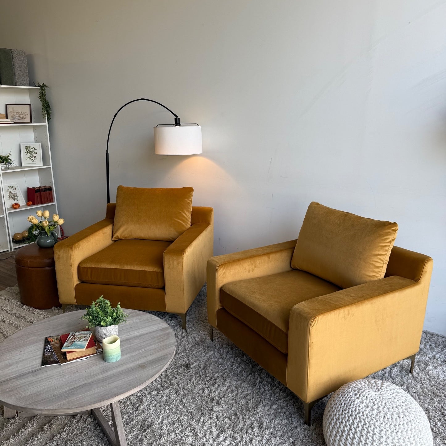 Interior Define Sloan Matching Set Of Accent Chairs in Marigold Performance Velvet