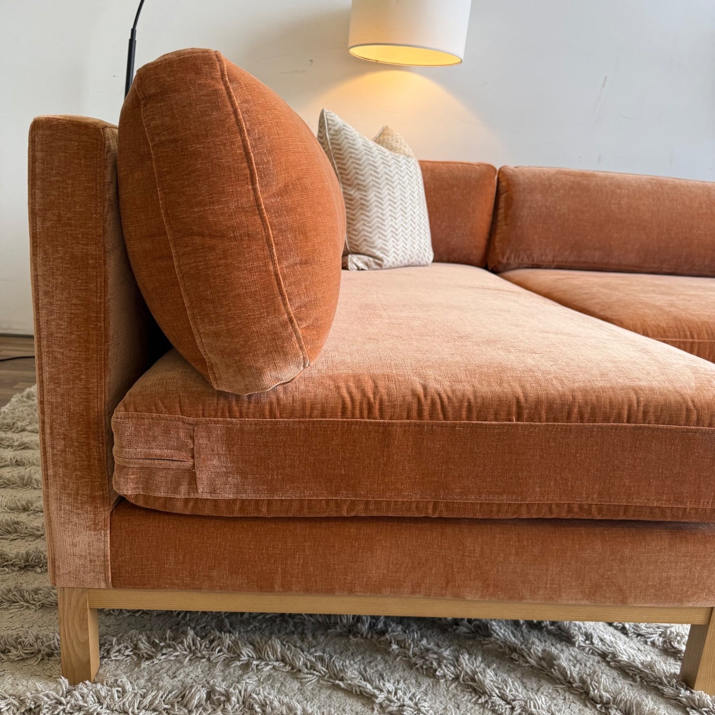 Interior Define Jasper Chaise 2-piece Sectional in Auburn Performance Vintage Velvet