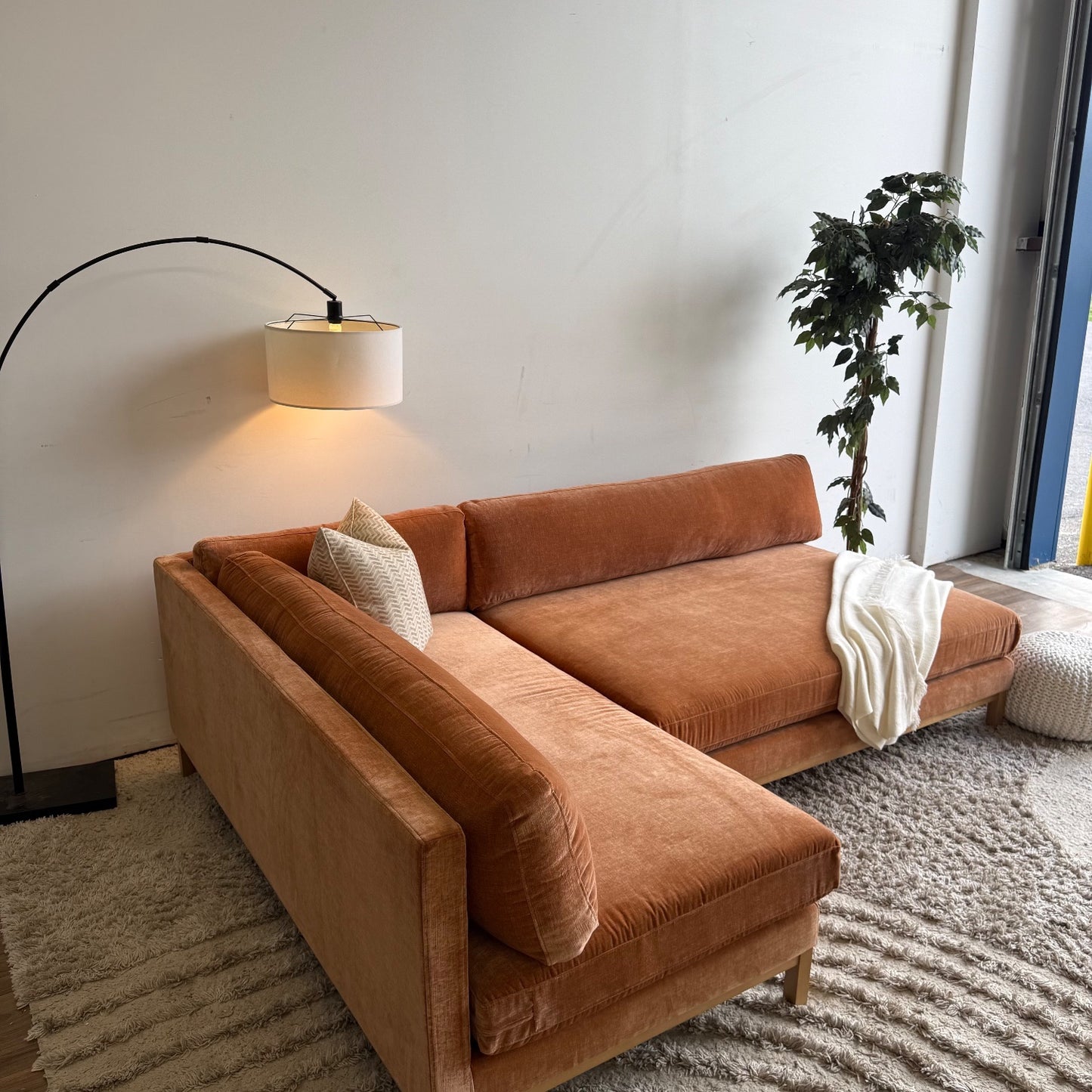 Interior Define Jasper Chaise 2-piece Sectional in Auburn Performance Vintage Velvet
