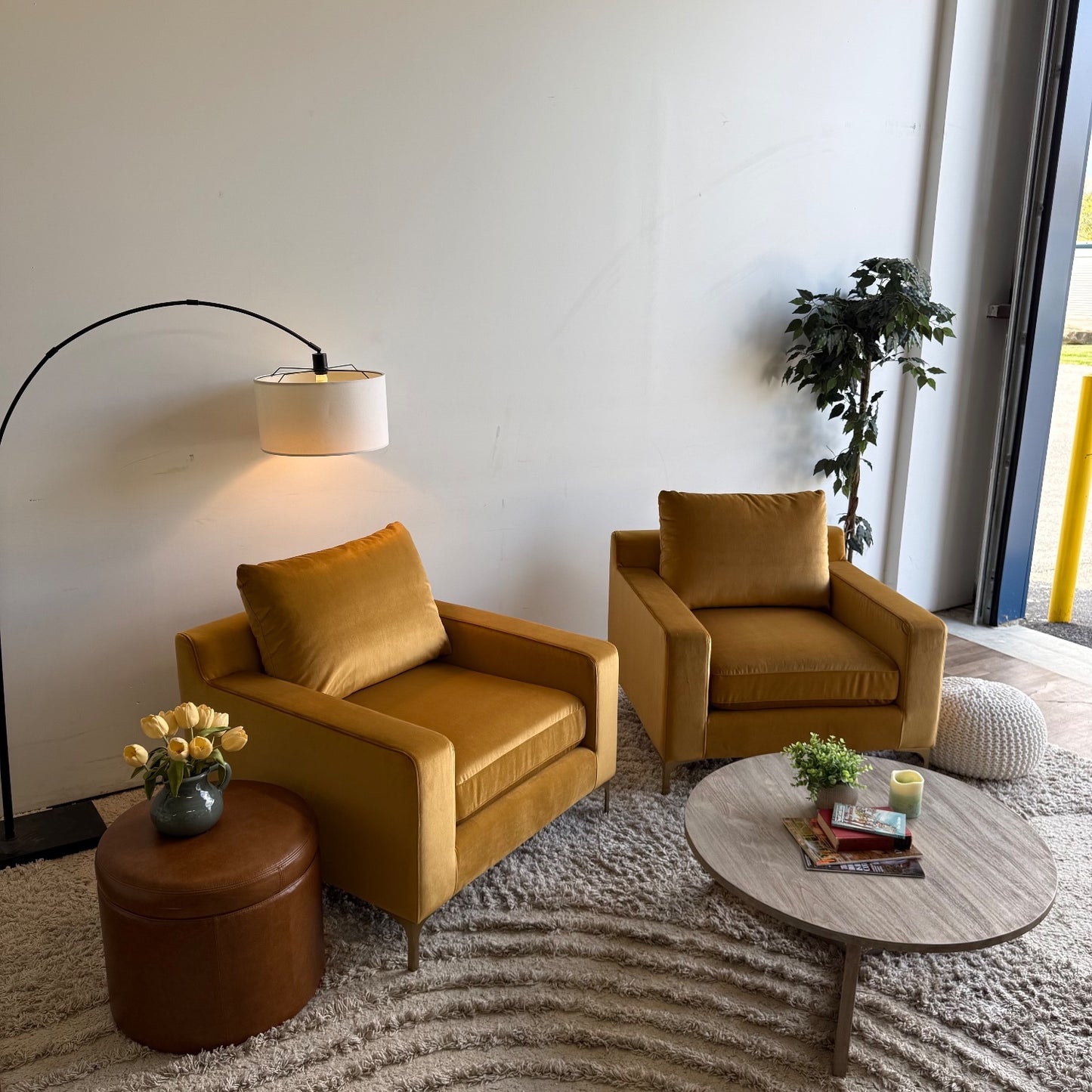 Interior Define Sloan Matching Set Of Accent Chairs in Marigold Performance Velvet