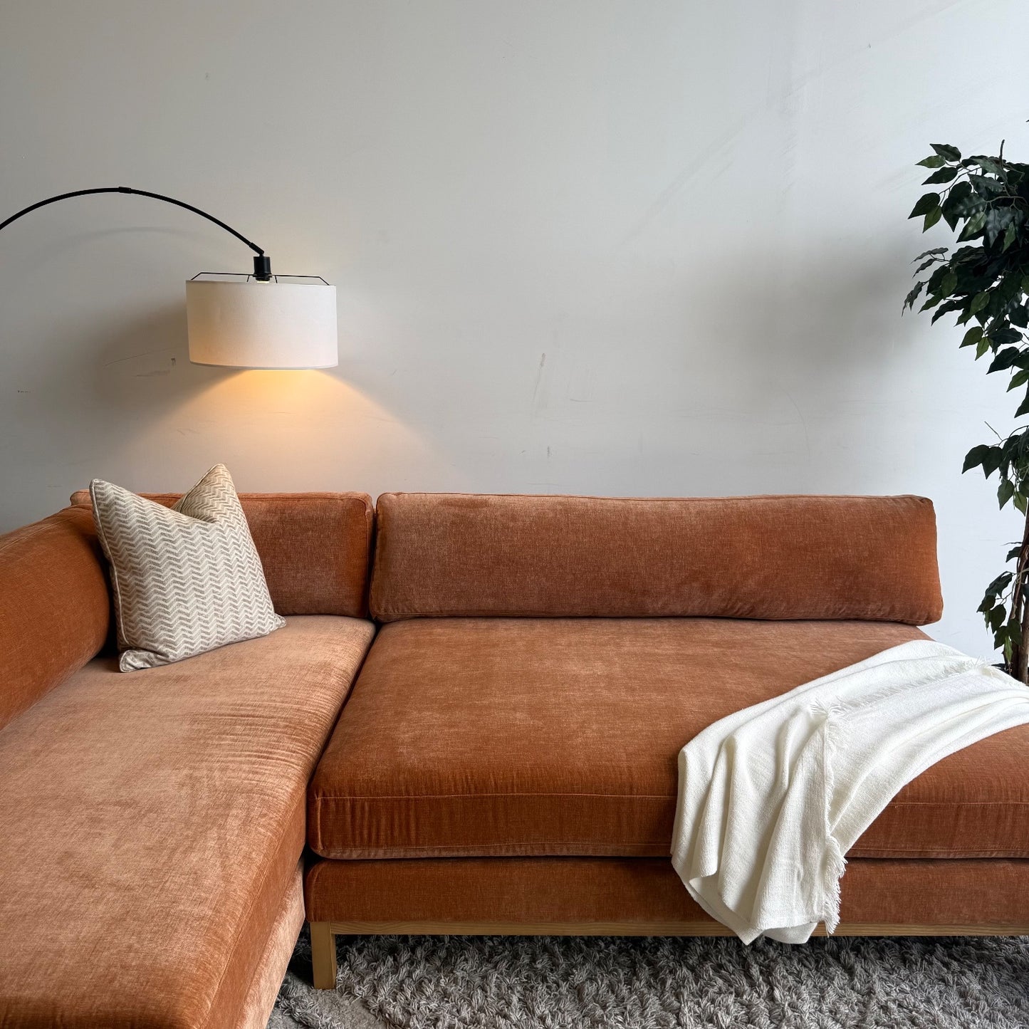 Interior Define Jasper Chaise 2-piece Sectional in Auburn Performance Vintage Velvet