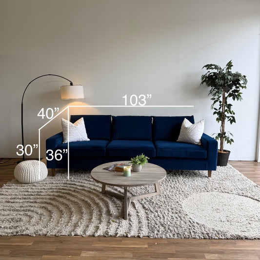 Interior Define Sloan Sofa in Blue Performance Velvet