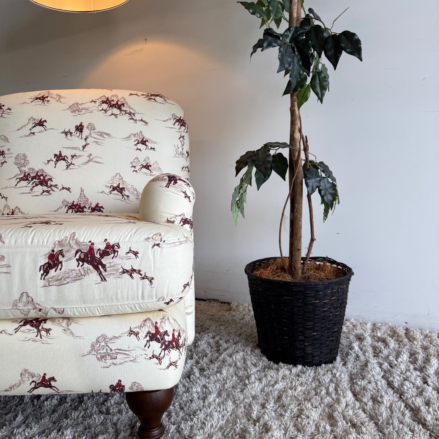 English Roll Arm Chair in Green Cotswold Hunt