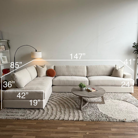 Interior Define Lee Sectional in Cream Performance Fabric