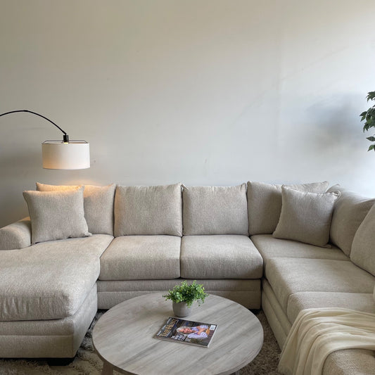 Conrad U-Shape Sectional w/chaise in Beige Sand Fabric