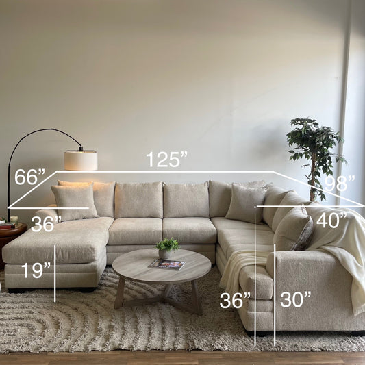 Conrad U-Shape Sectional w/chaise in Beige Sand Fabric