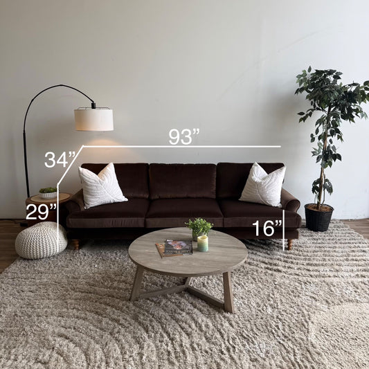 Interior Define Maxwell 3-seat Fabric Sofa in Brown Performance Velvet