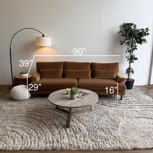 Interior Define Maxwell 3-seat Fabric Sofa in Brown Performance Velvet