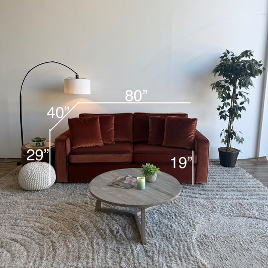 Interior Define James 2-seat Sofa w/Contrast Piping in Red Performance Velvet