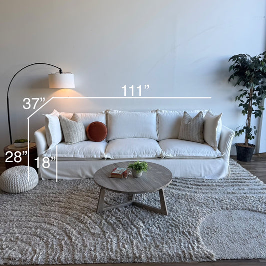 Interior Define Skylar Slipcovered 3-seat Sofa in White Linen