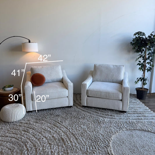 Lindsay Accent Chairs Set in Dove Cream Colored Fabric