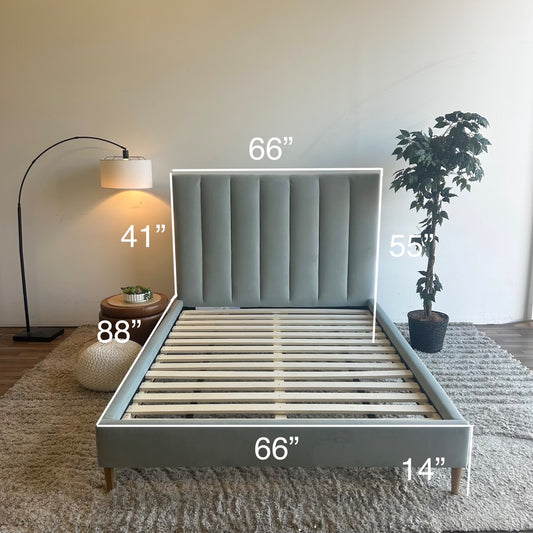 Interior Define Lowen Bed In Light Blue Performance Plush Velvet