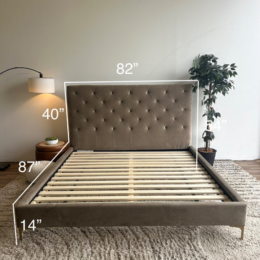 Interior Define Lowen Bed In Brown Performance Plush Velvet