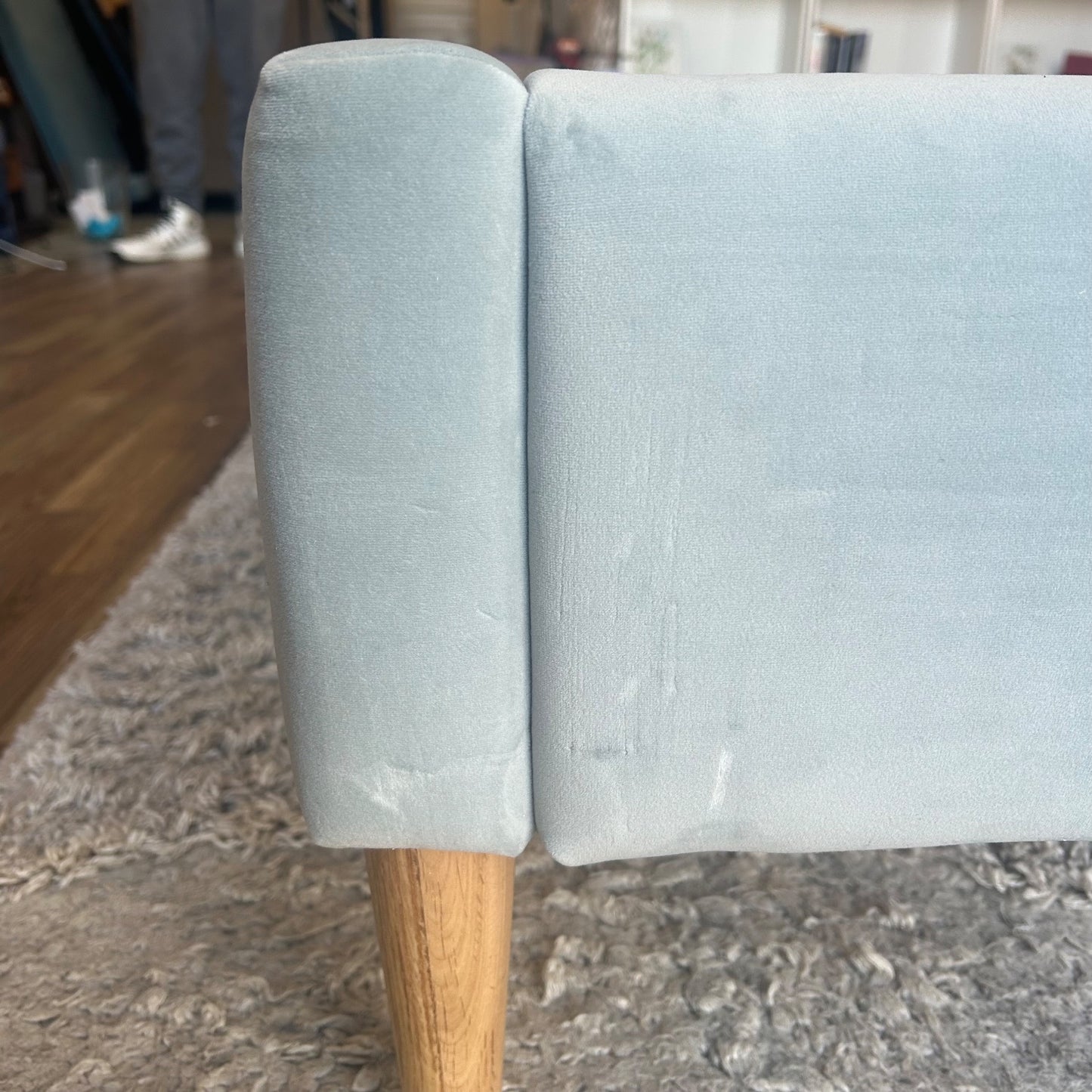 Interior Define Lowen Bed In Light Blue Performance Plush Velvet
