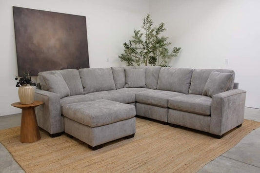 Atlas Modular Corner Sectional + Ottoman in Gray Chenille