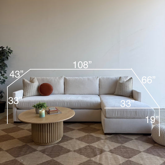 Interior Define Scarlett Chaise Sectional in White Performance Chenille