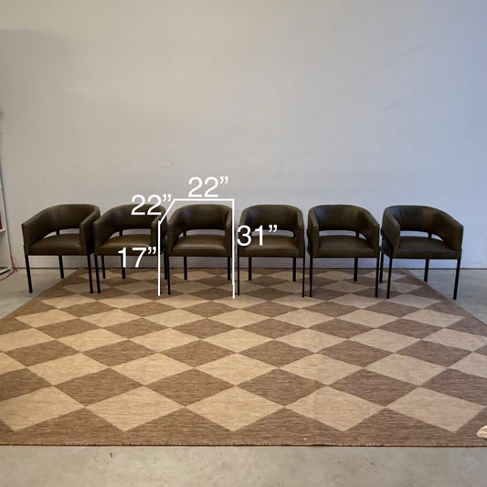 Interior Define Mina Metal Framed Upholstered Chairs in Green Pigment-Dyed Leather