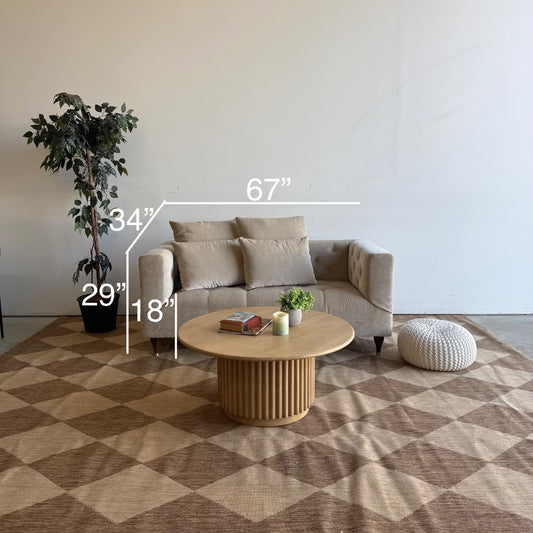 Interior Define Ms. Chesterfield Loveseat in Beige Performance Vintage Velvet