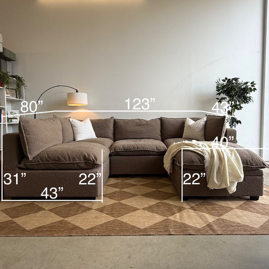 Albany Park Kova Modular L-Shape Sectional w/Storage Ottoman in Hazelnut Performance Boucle