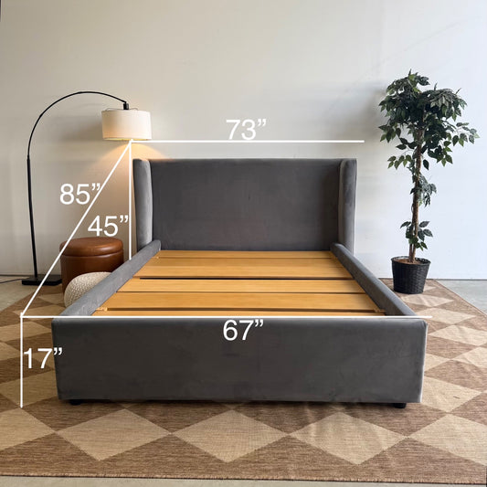 Graham Bed in Grey Performance Velvet