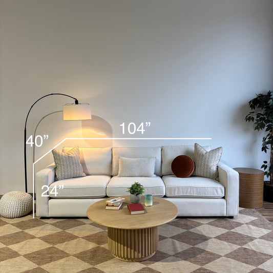 Interior Define James Couch in White Antimicrobial Chenille Fabric