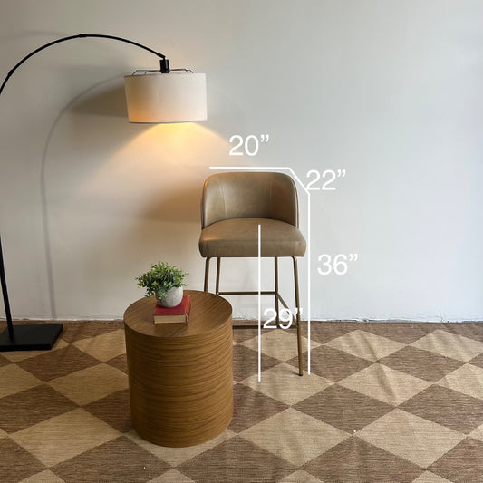 Interior Define Graham Bar Stool in Brown Leather