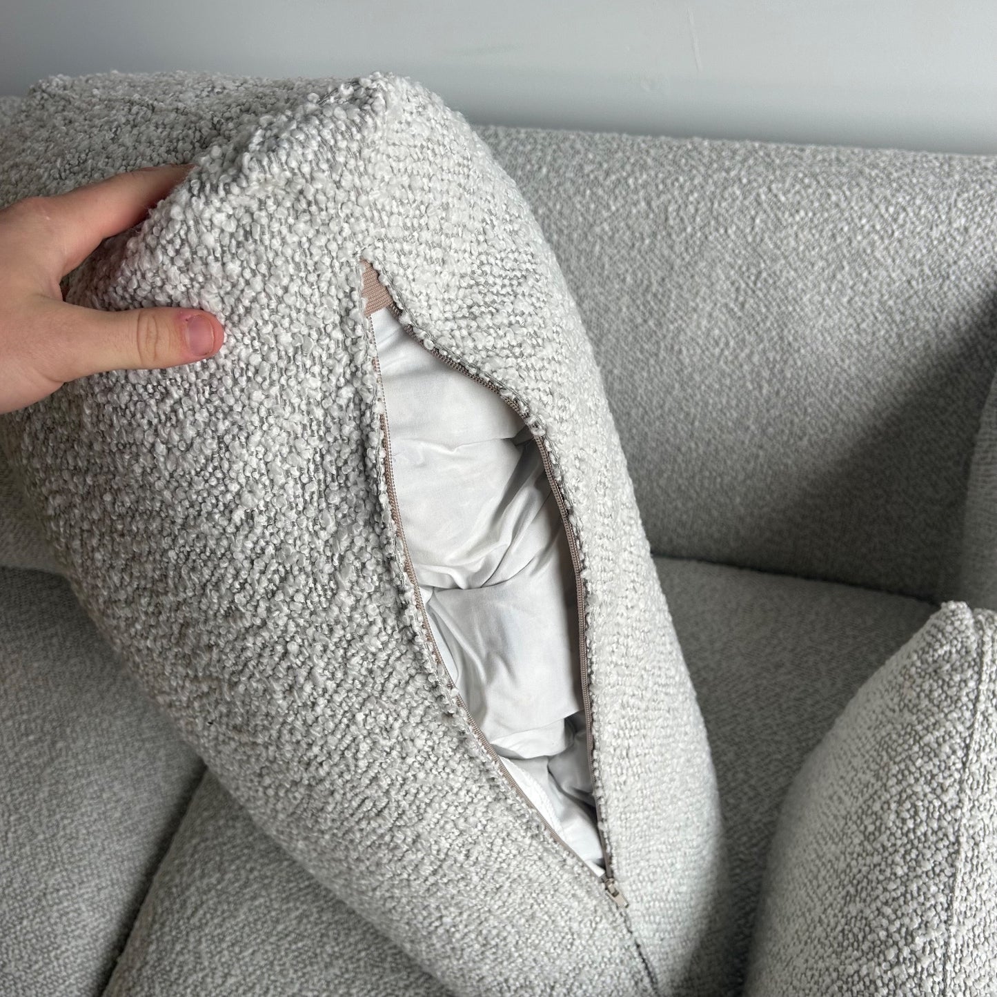 Interior Define Slipcovered Sofa in Gray Performance Loop Weave