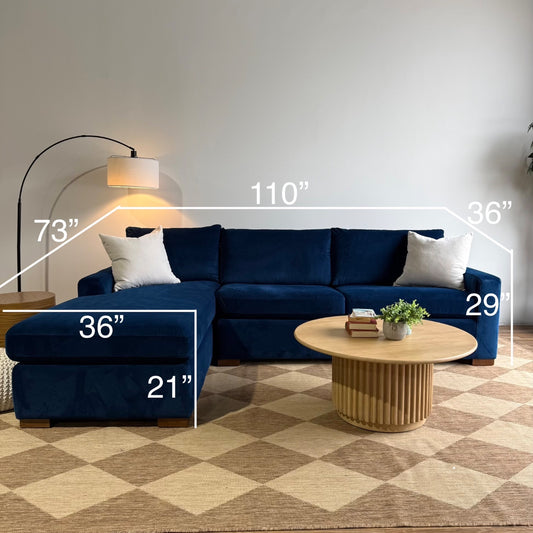 Interior Define Sloan Queen Sleeper Sectional in Blue Performance Velvet