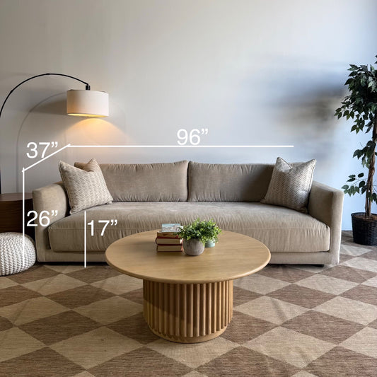 Interior Define Lukas 2-Seat Sofa in Cream Performance Antimicrobial Chenille