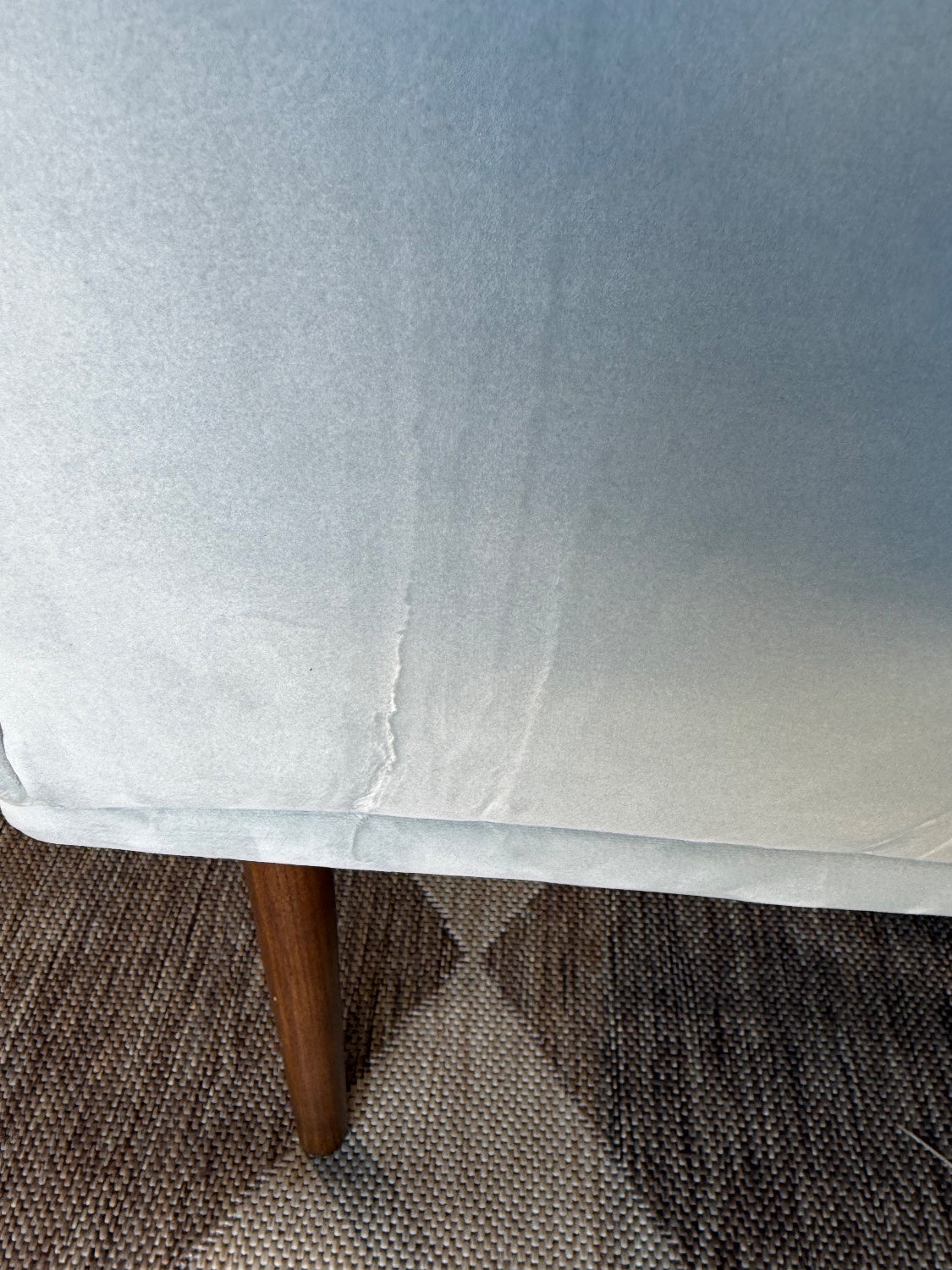 Interior Define Dorian Petite Right Banquette in Blue Performance Velvet