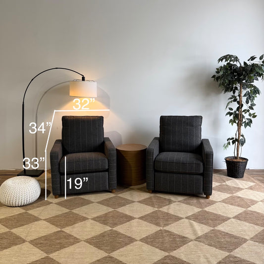 Interior Define Sadie Recliner in Black Performance Hunt Stripe