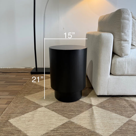 Interior Define Nina Round Side Table in Black Stain on Rubberwood