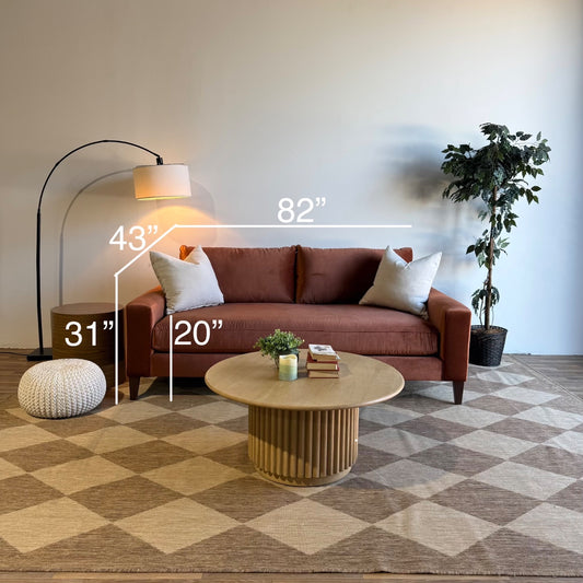 Interior Define Saylor Sofa in Rust Performance Velvet