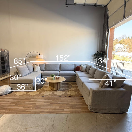 Interior Define Sloan Slipcovered Sectional in Grey Performance Fabric