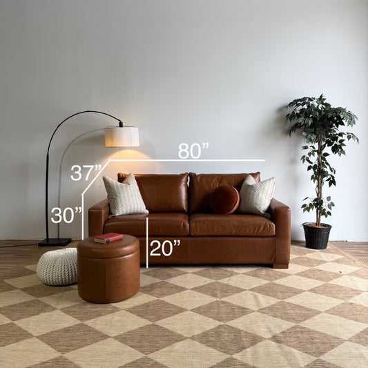 Queen Sleeper Sofa in Brown Pigment-Dyed Leather