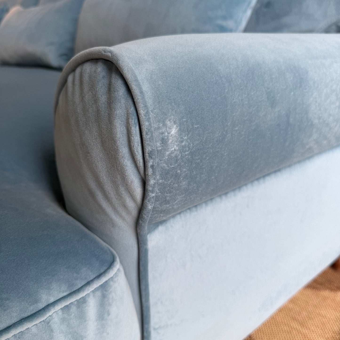 Sofa in Blue Performance Velvet