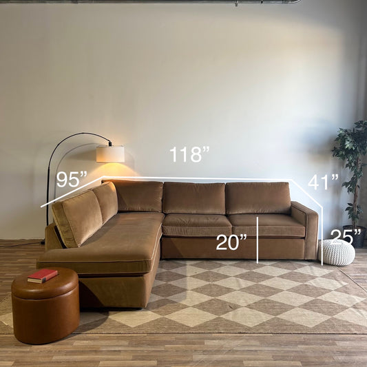 Interior Define James Corner Sleeper Sectional In Brown Performance Velvet