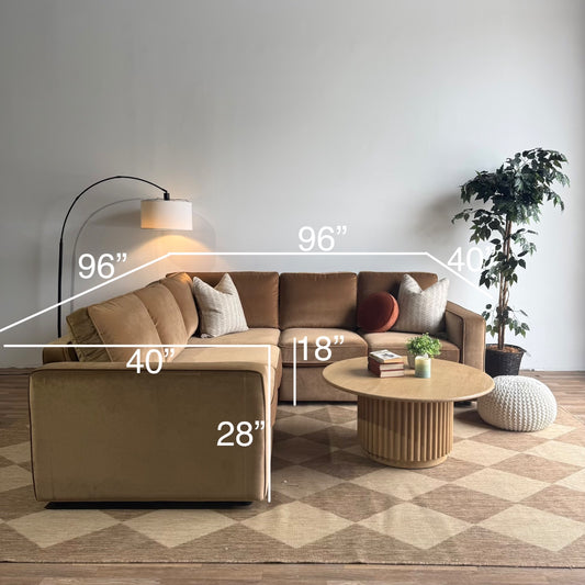 Interior Define James Corner Sectional in Brown Performance Velvet