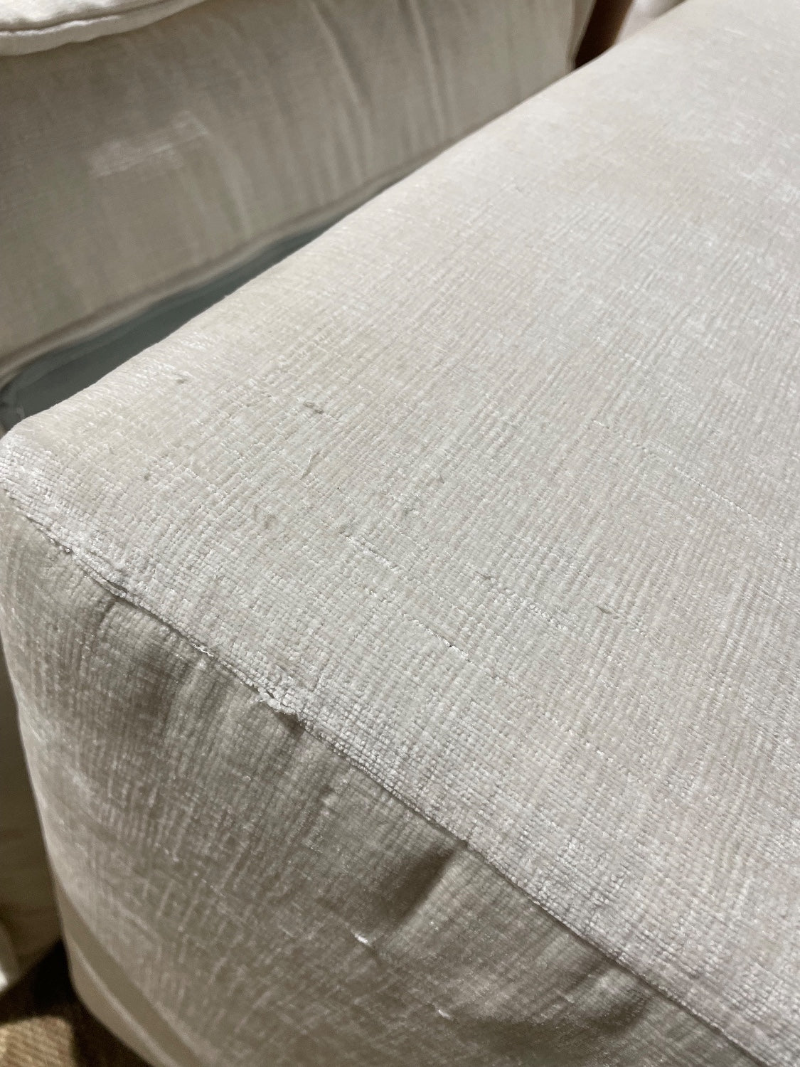 Interior Define Skylar Sofa + Ottoman in Cream Performance Vintage Velvet