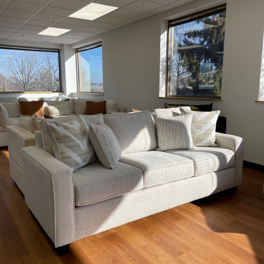 Linden Sofa + Loveseat + Ottoman Set in Sand Fabric