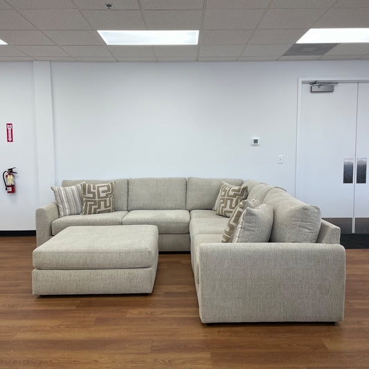 Willow Modular Corner Sectional + Ottoman in Beige Fabric