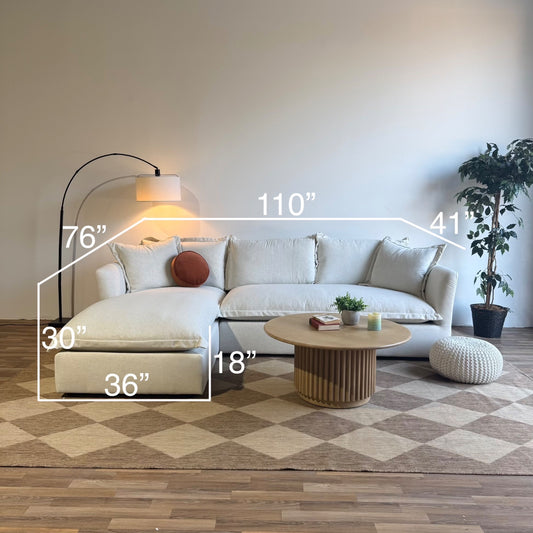 Interior Define Skylar Chaise Sectional in Cream Performance Fabric