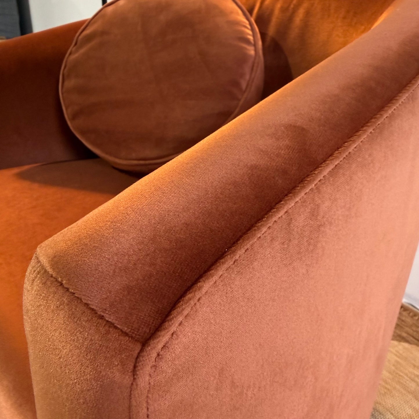 Interior Define Tegan Swivel Chair in Orange Performance Velvet