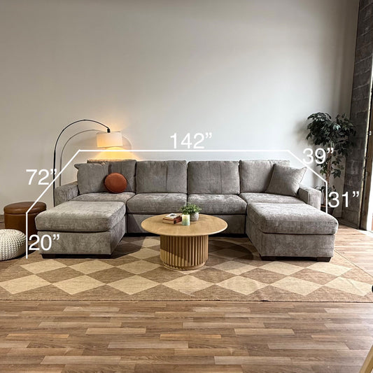 Atlas Modular Double Chaise in Gray Chenille